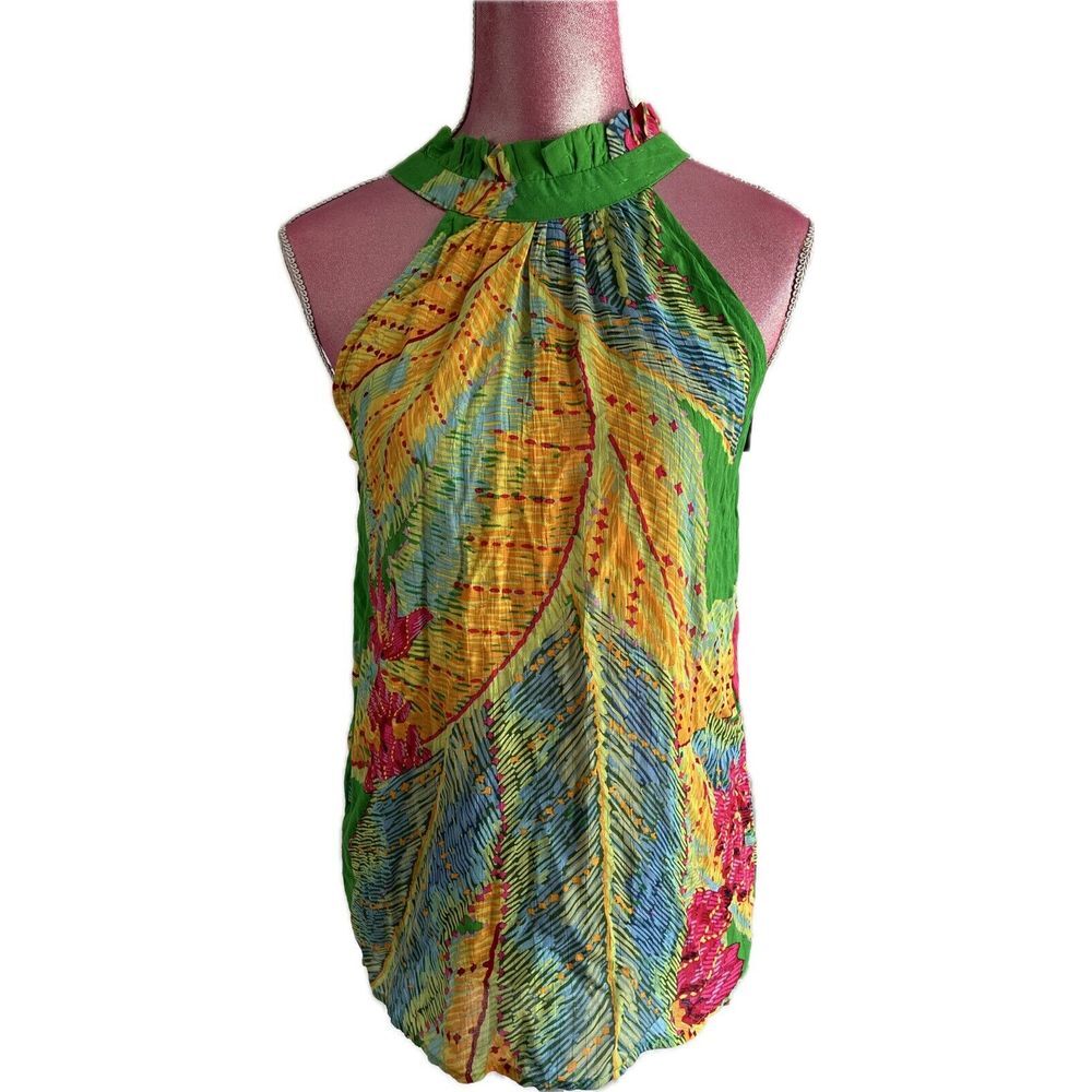New Cynthia Rowley Green‎ Sleeveless Rayon Top Shirt Womens XS